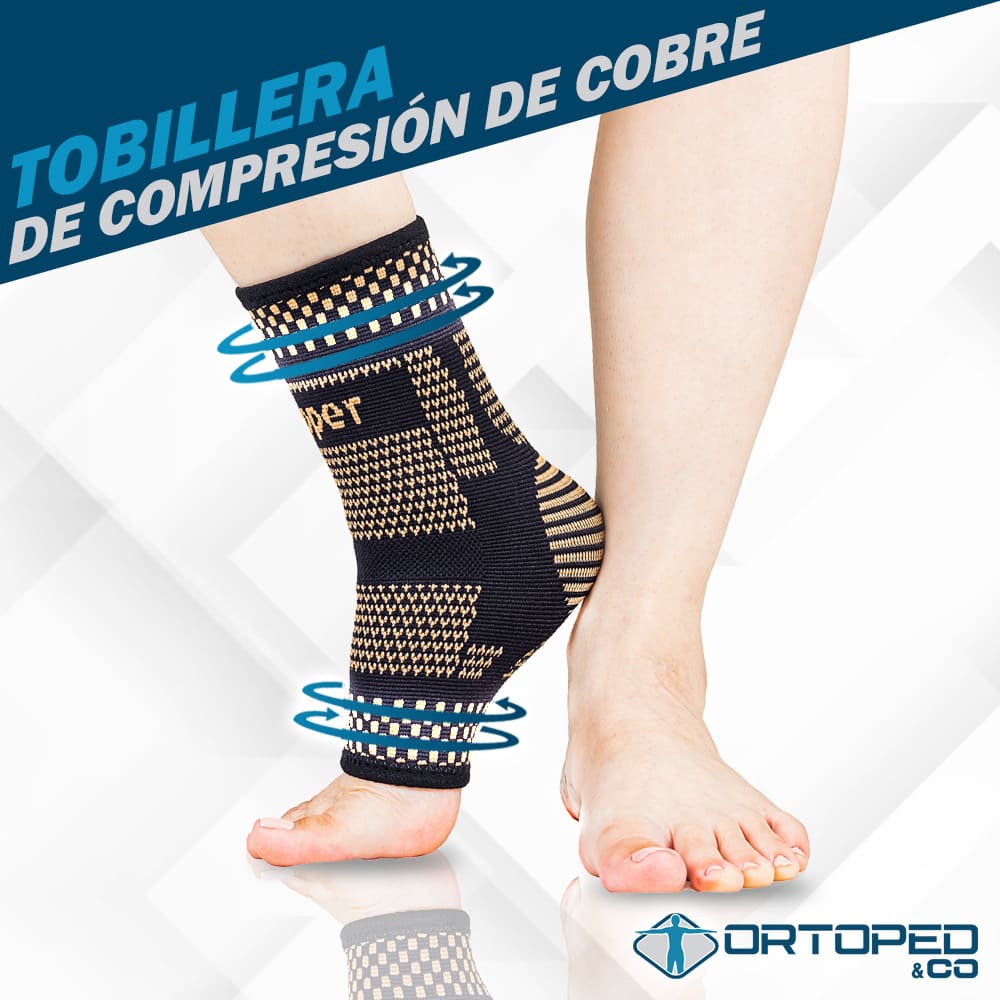 Tobillera de Compresión de Cobre iCooper® para Alivio de Dolor y Prevención de lesiones ( Compra 1 y lleva 2 )