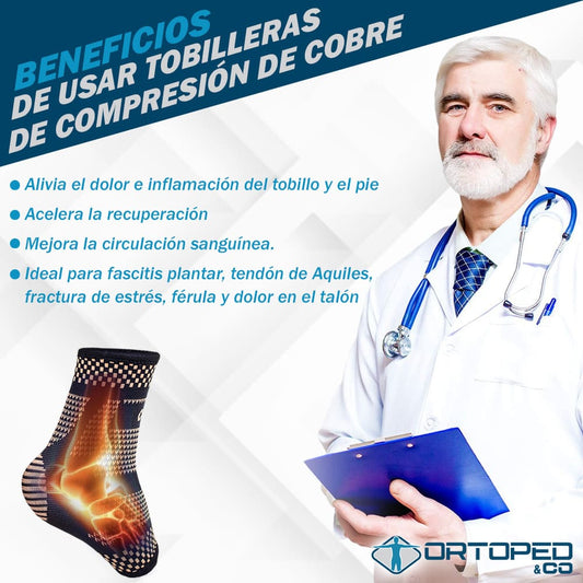 Tobillera de Compresión de Cobre iCooper® para Alivio de Dolor y Prevención de lesiones ( Compra 1 y lleva 2 )