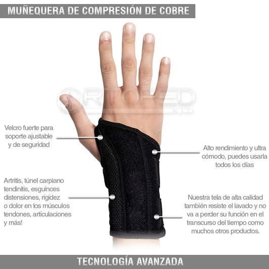 iCooper® Muñequera de Compresión de Cobre para Artritis, Túnel Carpiano y Tendinitis