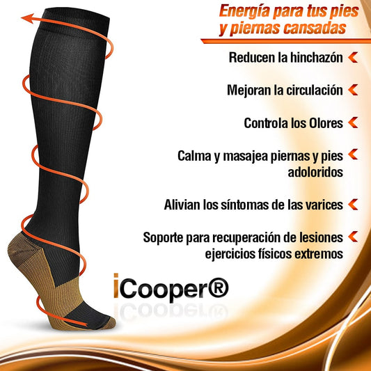 Calcetines de Compresión con Infusión de Cobre, de 15-20 mm Unisex 3 PACK